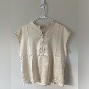 Nicole Miller Silky Short-Sleeve Blouse (L)